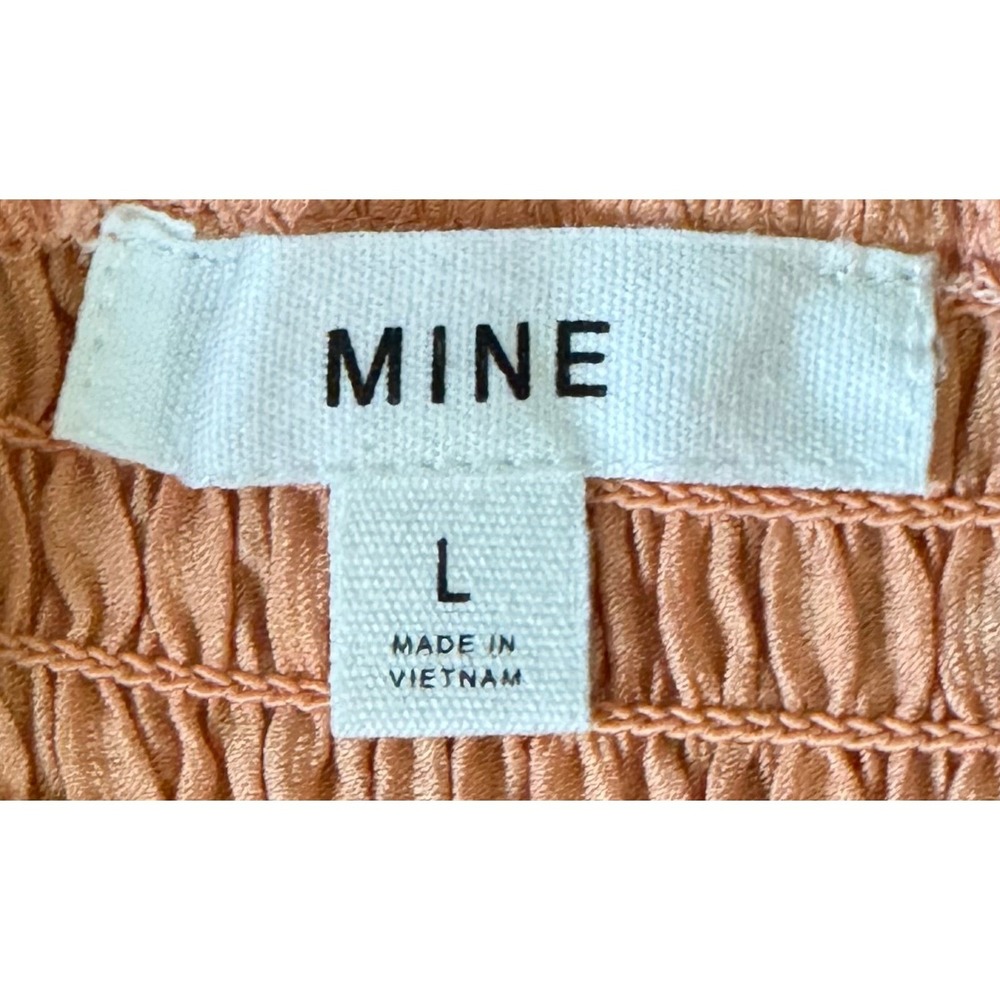 NWT MINE Anthropologie Mini Dress Women Large Apricot Puff Sleeve - Picture 4 of 5